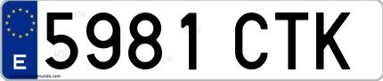Ejemplo de matrícula española 5981 CTK