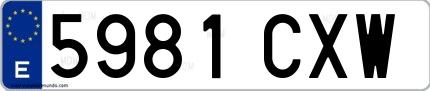 Ejemplo de matrícula española 5981 CXW