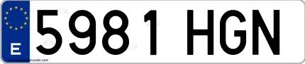 Ejemplo de matrícula española 5981 HGN