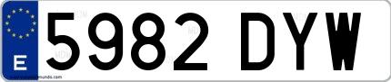 Ejemplo de matrícula española 5982 DYW