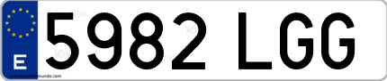 Ejemplo de matrícula de coche ordinaria 5982 LGG