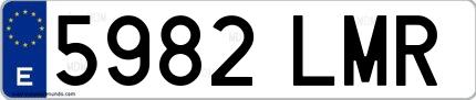 Ejemplo de matrícula española 5982 LMR