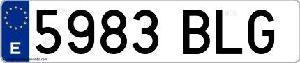 Ejemplo de matrícula española 5983 BLG