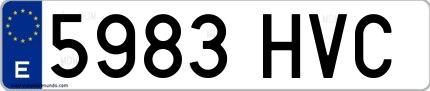 Ejemplo de matrícula española 5983 HVC