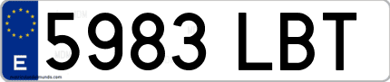 Ejemplo de matrícula de coche ordinaria 5983 LBT