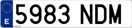 Ejemplo de matrícula española 5983 NDM