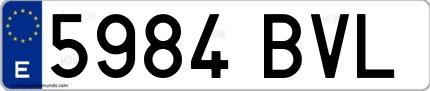 Ejemplo de matrícula española 5984 BVL