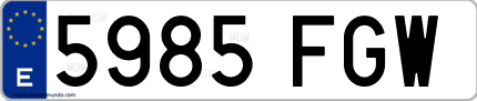 Ejemplo de matrícula de coche ordinaria 5985 FGW