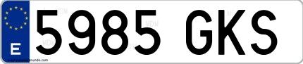 Ejemplo de matrícula española 5985 GKS