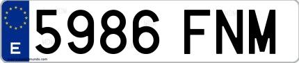 Ejemplo de matrícula española 5986 FNM