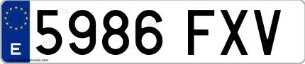 Ejemplo de matrícula española 5986 FXV