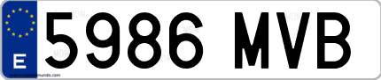 Ejemplo de matrícula de coche ordinaria 5986 MVB