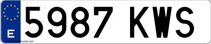 Ejemplo de matrícula española 5987 KWS