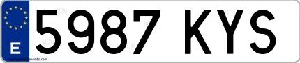 Ejemplo de matrícula española 5987 KYS