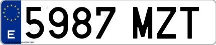 Ejemplo de matrícula española 5987 MZT