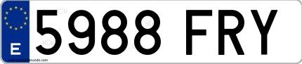 Ejemplo de matrícula española 5988 FRY