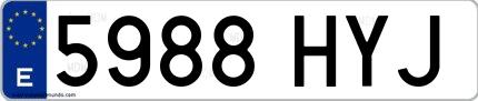 Ejemplo de matrícula española 5988 HYJ