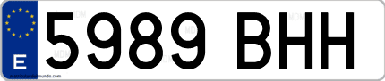 Ejemplo de matrícula de coche ordinaria 5989 BHH