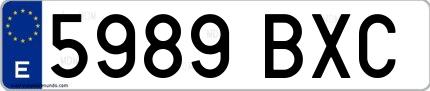 Ejemplo de matrícula española 5989 BXC