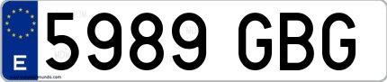 Ejemplo de matrícula española 5989 GBG