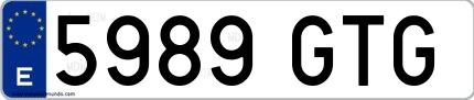Ejemplo de matrícula española 5989 GTG
