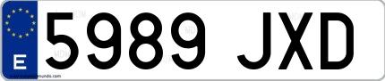 Ejemplo de matrícula española 5989 JXD