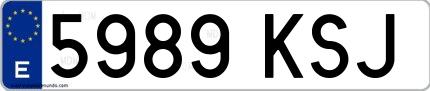 Ejemplo de matrícula española 5989 KSJ