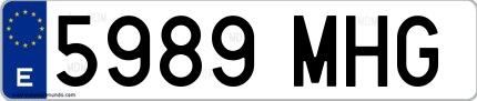 Ejemplo de matrícula española 5989 MHG
