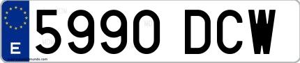 Ejemplo de matrícula española 5990 DCW