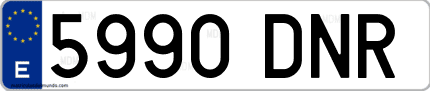 Ejemplo de matrícula de coche ordinaria 5990 DNR