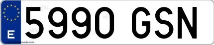Ejemplo de matrícula española 5990 GSN