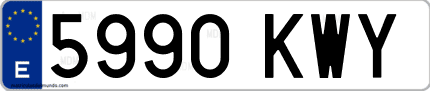 Ejemplo de matrícula de coche ordinaria 5990 KWY