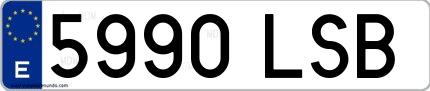 Ejemplo de matrícula española 5990 LSB