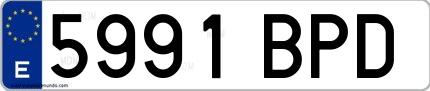 Ejemplo de matrícula española 5991 BPD