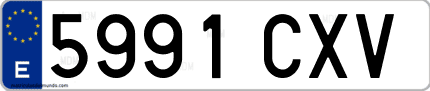 Ejemplo de matrícula de coche ordinaria 5991 CXV