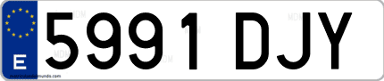 Ejemplo de matrícula de coche ordinaria 5991 DJY