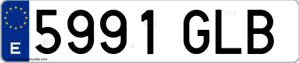Ejemplo de matrícula de coche ordinaria 5991 GLB