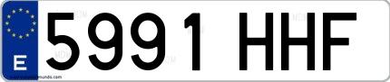 Ejemplo de matrícula española 5991 HHF