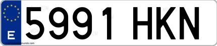 Ejemplo de matrícula española 5991 HKN