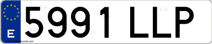 Ejemplo de matrícula de coche ordinaria 5991 LLP