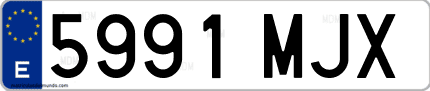 Ejemplo de matrícula de coche ordinaria 5991 MJX