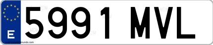 Ejemplo de matrícula española 5991 MVL