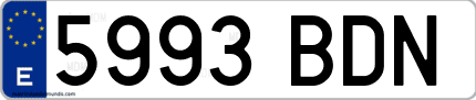 Ejemplo de matrícula de coche ordinaria 5993 BDN