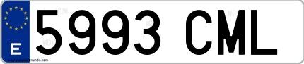 Ejemplo de matrícula española 5993 CML