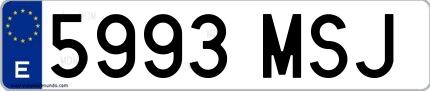 Ejemplo de matrícula española 5993 MSJ