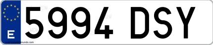 Ejemplo de matrícula española 5994 DSY