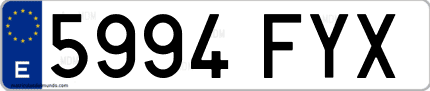 Ejemplo de matrícula de coche ordinaria 5994 FYX