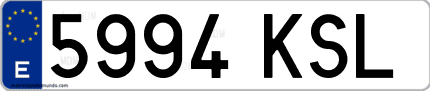Ejemplo de matrícula de coche ordinaria 5994 KSL