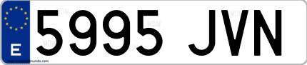 Ejemplo de matrícula de coche ordinaria 5995 JVN