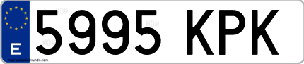 Ejemplo de matrícula de coche ordinaria 5995 KPK
